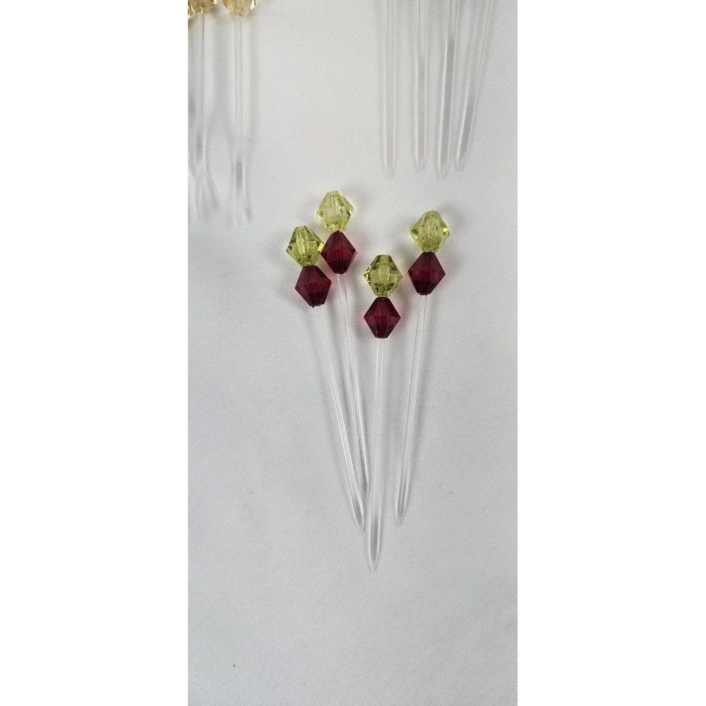 Plastic Cocktail Picks Set Colored Beaded Drink Appetizer‎ Sticks Lot